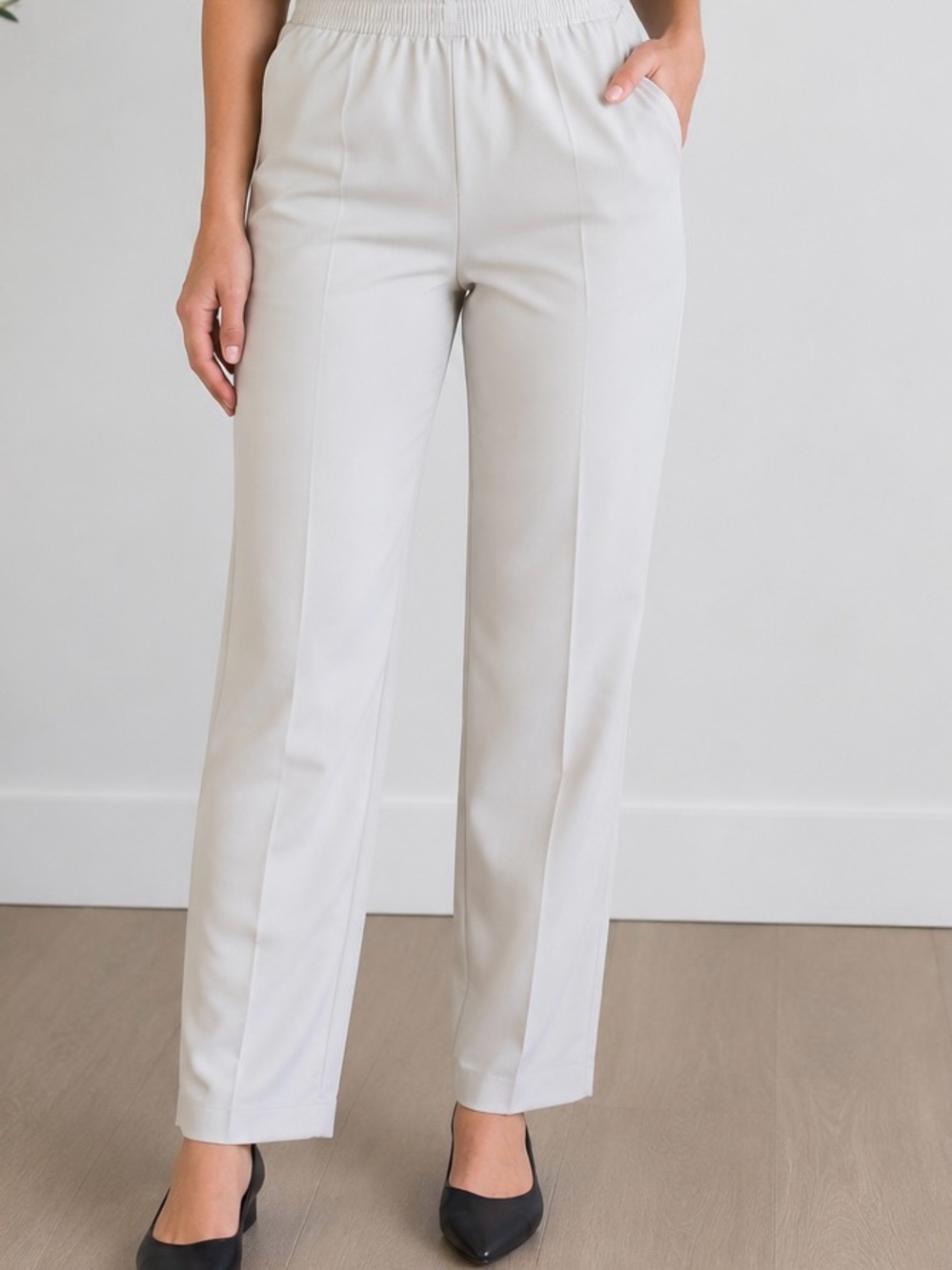 Karen Scott Pull On Ankle Pants Petite Petite PP Beige Elastic Waist Like New